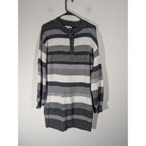 American Eagle Womens Gray Striped Long Sleeve Sweater Dress Sz S Academia